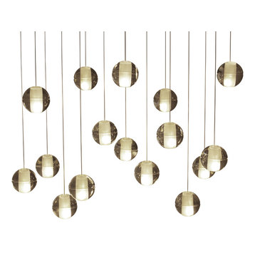 Lightupmyhome Oasis 16 Light Rectangular LED Glass Globe Chandelier, Chrome