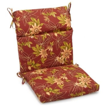 18"x38" Spun Polyester Outdoor Squared Seat/Back Chair Cushion, Passion Ruby