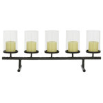The Novogratz - Contemporary Black Metal Candelabra 16401 - It is a great addition to your home decoration and will surely complement your existing furniture. Made with a sturdy base, it is perfect for creating an elegant atmosphere at your table top or mantel. Place this candelabra centerpiece on your mantel or end table for contemporary style. Can hold 5 votive candles. This item ships in 1 carton. Hammered metal rod holds glass hurricane candle holders.. Suitable for indoor use only. This is a single candelabra. Contemporary style.