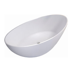 ADM Bathroom Oval Freestanding Bathtub, White, 63" - SW-131S (63 x 32) - Bathtubs