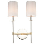 Maxim Lighting - Maxim Lighting 32392OFSBRPN Uptown - Two Light Wall Sconce - Elongated tails and candle sticks create effortless sophistication in the Uptown series. The slender candles of Polished Nickel contrast the stout supporting arms finished in a soft Satin Brass. Tall Off-White fabric shades complement the updated classic design. The simplicity of this design allows it to pair with various traditional to contemporary stylings and many color themes.   Warranty: 1 Year Mounting Direction: Up  Shade Included: YesUptown Two Light Wall Sconce Satin Brass/Polished Nickel Off-White Fabric Shade *UL Approved: YES *Energy Star Qualified: n/a  *ADA Certified: n/a  *Number of Lights: Lamp: 2-*Wattage:60w E12 Candelabra Base bulb(s) *Bulb Included:No *Bulb Type:E12 Candelabra Base *Finish Type:Satin Brass/Polished Nickel
