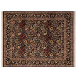 Bareens Designer Rugs - Art Nouveau William Morris Rosy Wool Rug - 8'1'' x 9'10'' - Designed with mesmerizing intricacy and gorgeous color palette, this hand-knotted masterpiece demonstrates the beauty and electrifying thrill of Pak Persian art. These meticulously hand-knotted Pak-Persian rug is made with pure wool and features breathtaking traditional, transitional, and tribal designs in bold luxurious color pallets. Known for their intricate designs these rugs are a reproduction of Persian rugs, made in Pakistan with unique Mughal designs. Made by master weavers using the same Persian texture, design and dying technique, we wanted to produce the most significant manifestation of Persian art, life, and culture. This rug is most famous for its exceptional quality, incredible designs, patterns, and vibrant rich color. Pak-Persian rugs made with Persian weave with high knot counts, which enables the high intricacy and detail found in the patterns are also referred to as "State of art", each color adds a rich beautiful detail in the artwork of this rug. The design, color, and beautiful chromatic composition with a vibrant sheen with intricate designs, exude beauty, elegance, and quality make this rug a masterpiece of its own.