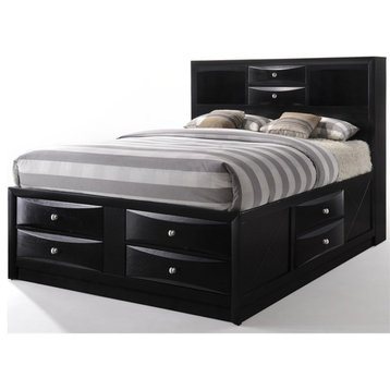 ACME Ireland Eastern King 8-Drawer Wooden Storage Bed in Black