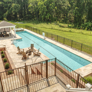 Lap Pool with Hardscaping and Spa.