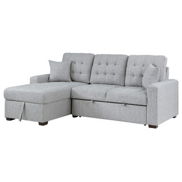 Pemberly Row Contemporary 2-Piece Fabric Sectional & Left Chaise in Gray