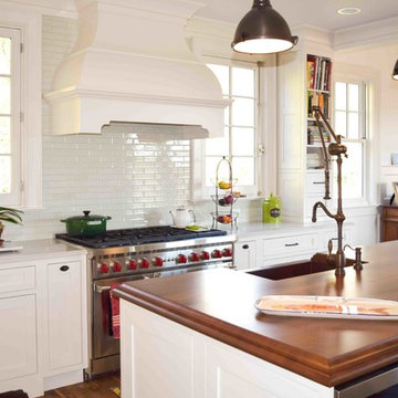 East Hampton, NY - Farmhouse - Stained Cherry Wood Countertop
