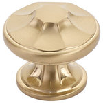 Schaub - Schaub Empire Round Cabinet Knob - Schaub Empire Collection 1-3/8" Diameter Round Cabinet Knob with Signature Satin Brass Finish. Dimensions:1-3/8” L x 1-3/8” W x 1-1/8” H. Screw Type: #8-32