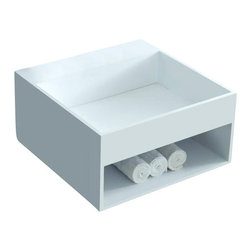 ADM Bathroom Design - ADM Square Shelved Wall Mounted Sink, White, 20", Matte White - Bathroom Sinks