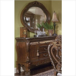 AICO Furniture - Eden Sideboard and Mirror Set in Amaretto - 60007/60067 - Bedroom Products