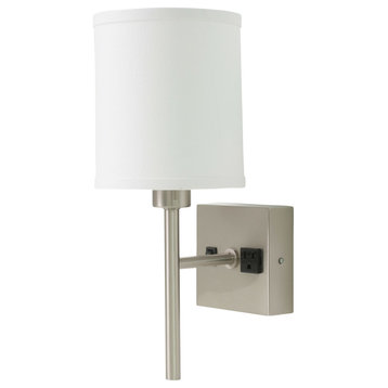 Wall Lamp in Satin Nickel with Convenience Outlet