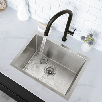 Calais Dual Mount 22" Single-Bowl Stainless Steel Utility Laundry Sink C122