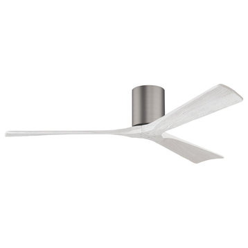Irene-3H Flush Mounted 60" Ceiling Fan, Brushed Pewter and Matte White Blades