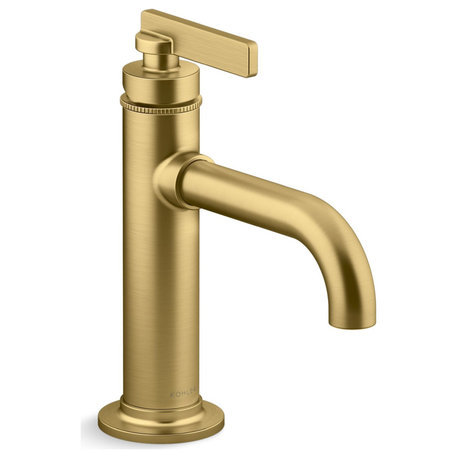 Castia 1.2 GPM Single Hole Bathroom Faucet, Vibrant Brushed Moderne Brass