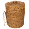 Artifacts Rattan Ice Bucket With Tongs, Honey Brown, Large