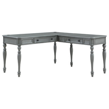 Country Meadows L-Shape Desk With Power, Plantation Gray