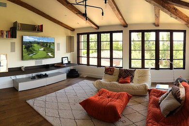 Example of a trendy home theater design in Orange County