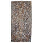 Mogul Interior - Consigned Vintage Carved Panel Hindu Diety Shiva Wall art Wood Sliding Door 72 - Vintage Carved Panel | Hindu Deity Shiva Wood Sliding Door
