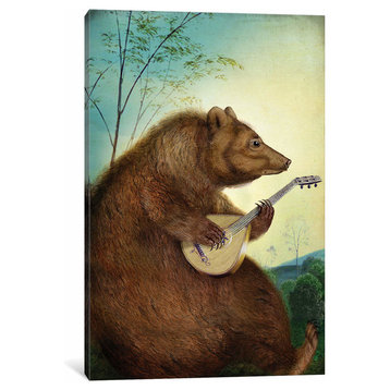 "Mandolin Bear" by Catrin Welz-Stein Canvas Print, 12"x8"