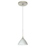 Besa Lighting - Besa Lighting 1XT-1743KR-SN Domi-One Light Cd Pendant with Flat Canopy-5 Inche - Canopy Included: Yes  Canopy DiDomi-One Light Cord  Chalk Glass *UL Approved: YES Energy Star Qualified: n/a ADA Certified: n/a  *Number of Lights: 1-*Wattage:50w Halogen bulb(s) *Bulb Included:Yes *Bulb Type:Halogen *Finish Type:Bronze