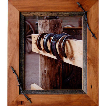 Western Frames, Wood Frame With Barbed Wire, Sagebrush Series, 11"x14"