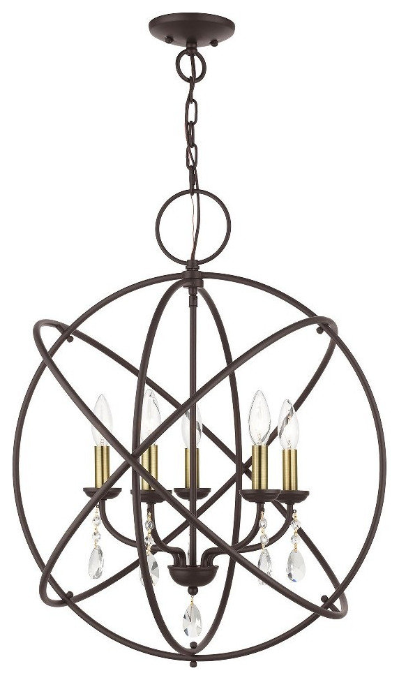 Traditional Glam Chic Five Light Chandelier-Bronze Finish - Chandelier ...