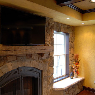 Olde English Aged Plaster Finish throughout an entire Lower Level in Virginia