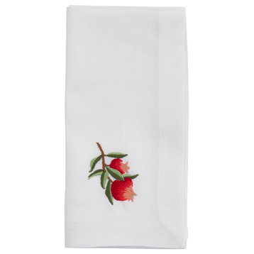 EmbroideredTable Napkins With Large Pomegranate Design (Set of 4), 20"x20"