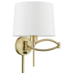 Livex Lighting - 1 Light Antique Brass Swing Arm Wall Lamp - The easy combination of gentle curves and straight lines bring the perfect balance to this plug-in/hardwired swing arm wall lamp. In an antique brass finish with a hand crafted off white hardback shade, this transitional lamp is handsome and just right for bringing functional lighting style to any home.