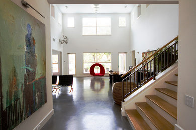 Inspiration for a modern entryway remodel in Dallas