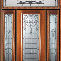 Prehung Side lights-Transom Door 80 Mahogany Palacio Full Lite Glass - Front Doors