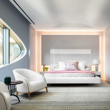 The bedroom have installed EzyPelmets (recessed pelmet systems) and AluBase (alu