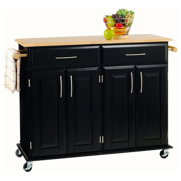 Homestyles Dolly Madison Wood Rolling Kitchen Cart in Black