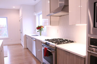 Mid-sized minimalist kitchen photo in Boston