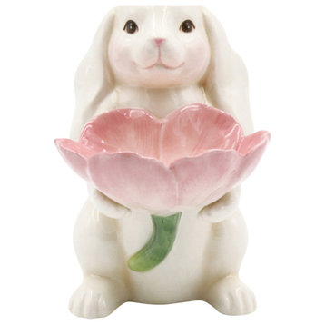 White And Pink Easter Bunny With Candy Bowl
