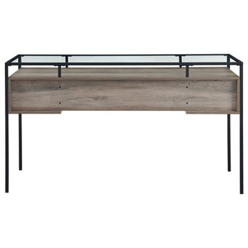 Urbanpro 56" 2-Drawer Lifted Tempered Glass Top Desk in Gray Wash