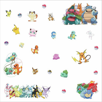 Pokemon Favorite Character Peel And Stick Wall Decals, yellow, red, blue
