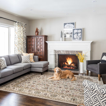 Family Room with stunning gas fireplace