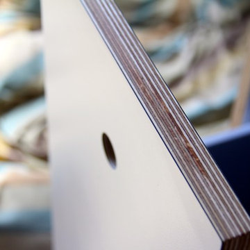 Plywood Office Unit, Pastel Colours.