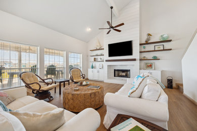 Inspiration for a coastal living room remodel in Houston