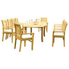 11-Piece Outdoor Teak Dining Set: 94" Oval Ext. Table, 10 Mas Stacking Arm Chair