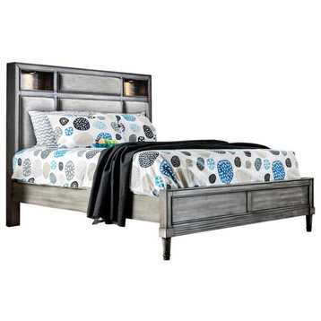 Furniture of America Cartagena Solid Wood Queen Bookcase Bed in Gray