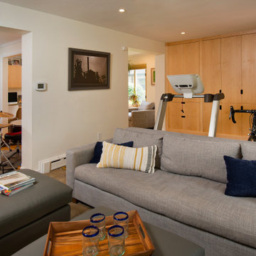 The family room serves also as an exercise room