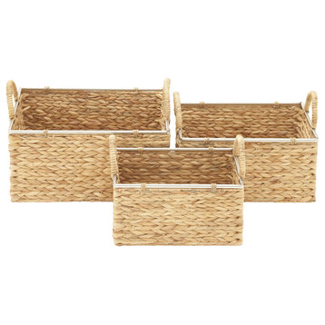Contemporary Light Brown Seagrass Storage Basket Set 41143