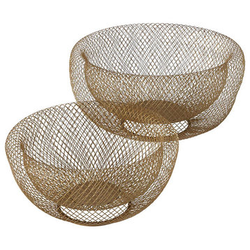 2 Piece Iconic Wire Mesh Fruit Bowls
