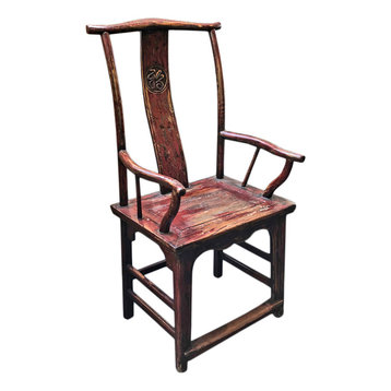 Consigned Carved Wood Arm Chair