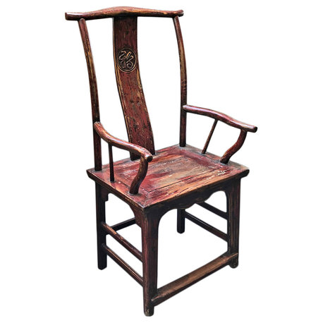 Consigned Carved Wood Arm Chair