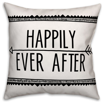 Happily Ever After Black and White Spun Poly Pillow, 18x18