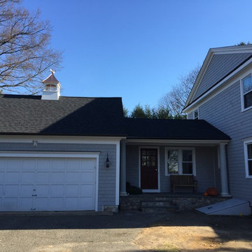 Wood siding, Azek, metal roof, portico