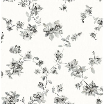 Chesapeake by Brewster 3115-24482 Cyrus Black Floral Wallpaper