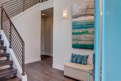Inspiration for a modern single front door remodel in Seattle with a blue front door